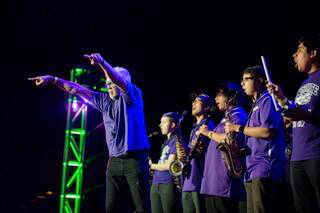 Photo of the SF State Athletic Band in performance